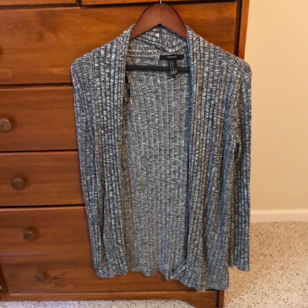 Forever 21 Fly Away Open Cardigan b&w looks gray